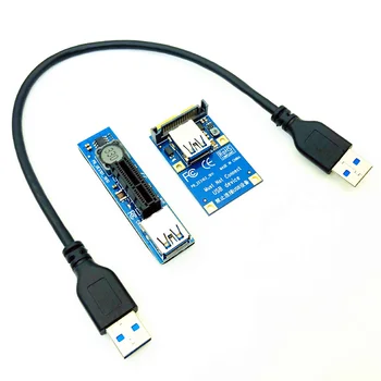 PCI-E Riser Mini PCIE для PCI-E X1 Адаптер Порта Расширения Riser Card Разъем питания SATA с 30-сантиметровым USB-удлинителем
