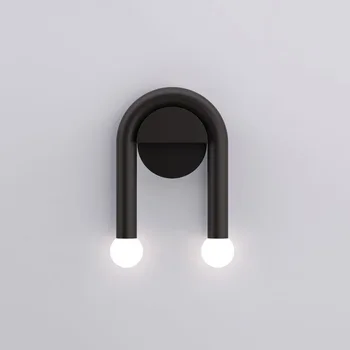 Sandyha Nordic U-образный светодиодный настенный светильник черного цвета для спальни, кабинета, Morden Sonce, светильник для декора стен в помещении