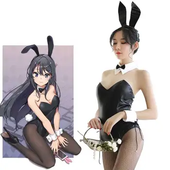 Seishun Buta Yarou wa Bunny Girl Senpai no Yume wo Minai Косплей Костюм на Хэллоуин для Девочек, Сексуальный Милый Кролик из Искусственной кожи, Кролик
