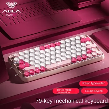 Tarantula (АУЛА) F3680, беспроводная трехрежимная механическая клавиатура с блокировкой цвета в стиле ретро, Bluetooth, проводная