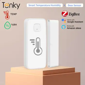 Tenky Tuya Zigbee 2 В 1 Умный датчик температуры и влажности + Дверной датчик Умный Дом Поддержка Alexa/Google Home