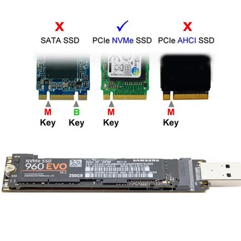 USB-адаптер NVME M.2 NVME SSD к USB 3,1 Адаптер 10 Гбит/с USB3.1 Gen 2 для M2 NVMe 2230 2242 2260 2280 SSD