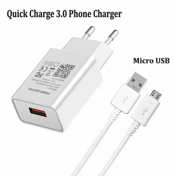 USB Зарядное Устройство Quick Charge 3,0 Адаптер Настенного Зарядного устройства Для Huawei Y7P Y5P Y6P Honor 10Lite 9Lite Redmi 9A 9C 7A 6A Micro USB Кабель