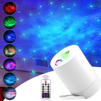 USB Ночник Звездное Небо Проектор Волна Воды Лампа LED Звезда Музыка Вращающийся Пульт Дистанционного Управления Bluetooth Прикроватная Лампа Для Спальни