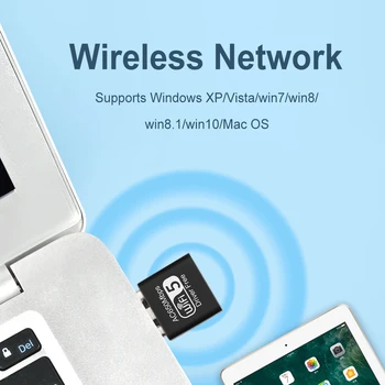 USB Сетевая карта WiFi Приемник 2,4 ГГц 5,8 ГГц USB WiFi адаптер без ключа, совместимый с устройством 802.11b/g/n