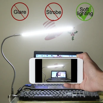 USB Складная настольная лампа с зажимом, светодиодная лампа для чтения с регулируемой яркостью, светильник из алюминиевого сплава с длинной рукояткой, для чтения в постели, для работы и компьютера