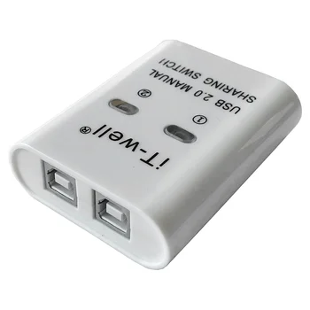 USB-устройство для совместного использования принтера, устройство для совместного использования принтера 2 в 1, 2-портовый разветвитель концентратора с ручным переключением Kvm, белый