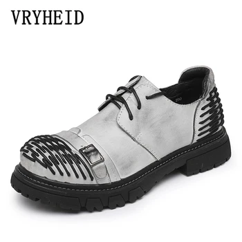 VRYHEID/ Роскошная Высококачественная Мужская рабочая обувь из натуральной кожи, британские офисные модельные туфли, модная обувь на толстой подошве со шнуровкой