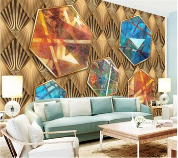 wellyu Пользовательские обои papel de parede Геометрическая абстрактная картина маслом с 3D тиснением фон стены papier peint behang