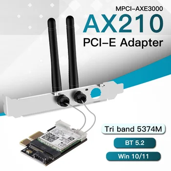Wi-Fi 6E Intel AX210 PCIe Беспроводной WiFi Адаптер 802.11ax Bluetooth 5,2 Трехдиапазонный 2,4G/5G/6 ГГц AX210NGW Сетевая карта Wlan