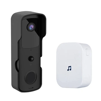 Wifi Видеодомофон, дверной звонок, двусторонний звук, работает с вилкой Tuya/Smartlife EU, черный