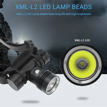 XM-L2 3 режима, налобный фонарь для дайвинга IPX8, Водонепроницаемый 200-метровый подводный фонарик, светодиодный налобный фонарь для подводного плавания 18650