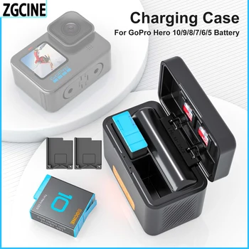 ZGCINE PS-G10 Новый Для GoPro 10 9 Аккумулятор Мини-Зарядная Коробка Зарядное Устройство Smart 5200 мАч Power Bank TF Card Reader Чехол Для Хранения Батареи