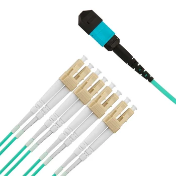 Адаптер для кабеля отключения MPO/MTP длиной 1 м (3,3 фута), 12 x LC (6 дуплексных) Волоконно-оптический кабель с разветвлением, многомодовый OM3 50/125 10G/40G QSFP