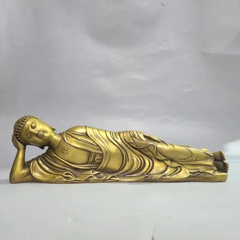 Античная чистая медь, спящий Будда Шакьямуни, медное украшение для спящего Будды, подарок для рукоделия, антикварная коллекция, медный спящий Будда