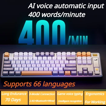 Беспроводная клавиатура ECHOME, механическая игровая клавиатура с искусственным интеллектом, интеллектуальное распознавание речи, набор текста по индивидуальному заказу, многофункциональная клавиша