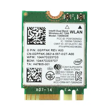 Беспроводной AC 7260 802.11AC NGFF/M.2 Wifi + Bluetooth BT 4,0 867 Мбит/с Мини-карта WLAN для Dell Sony Intel 7260NGW 7260AC