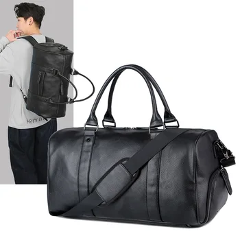 Большая дорожная кожаная сумка Мужская сумка для выходных из искусственной кожи Многофункциональная дорожная сумка для фитнеса Duffle с сумками для хранения обуви XA310C