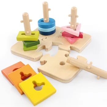 Большие игрушки Монтессори для мальчиков и девочек в возрасте от 1 до 3 лет, Деревянные Игрушки для сортировки и укладки для малышей и детей дошкольного возраста