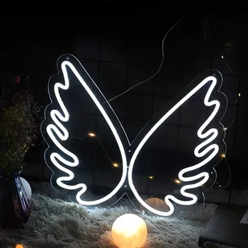В форме крыльев Ангела, светодиодные световые вывески, художественные украшения для логотипа магазина, Паба, магазина, клуба, ночника, Игры, Стены детской комнаты, Рождественский декор