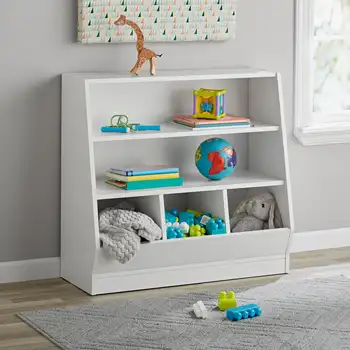Ваша зона для хранения детских вещей и книжный шкаф с двумя полками, белый
