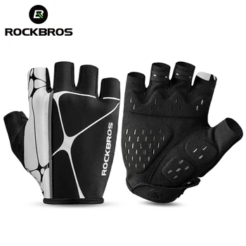 Велосипедные перчатки ROCKBROS, дышащие, светоотражающие на половину пальца, Перчатки для горных велосипедов, Утолщенное силиконовое амортизирующее Велосипедное снаряжение