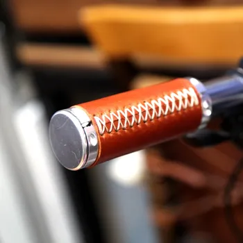 Велосипедный кожаный руль 90 мм 120 мм настраиваемые ручки для руля brompton кожаная ретро ручка MTB дорожный велосипед