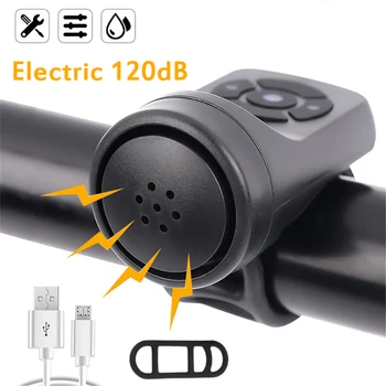 Велосипедный Электрический Рожок USB-Зарядный Колокольчик 120 дБ Супер Громкий Предупреждающий О Езде Защитный Колокольчик Водонепроницаемый Велосипедный Сигнализатор Охранной Сигнализации Велосипедная Часть