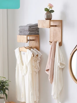 Вешалка для прихожей Дубовая Настенная вешалка Скандинавский крючок для одежды из массива дерева, вешалка для одежды, вешалка для ткани
