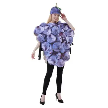 Взрослый фиолетовый виноград, ломтик Оранжевого помидора, гроздь, костюм со шляпой, забавная еда, фруктовая вечеринка, костюм на Хэллоуин