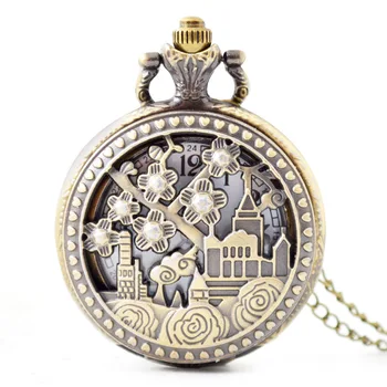 Винтажные ретро кварцевые карманные часы с полым шлейфом, женское мужское ожерелье, подвеска с цепочкой, подарок на день рождения