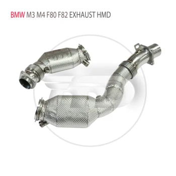 Выпускная труба HMD В Сборе с Высоким Расходом для BMW M3 M4 F80 F82 S55 Двигатель 3,0 T Автомобильные Аксессуары Каталитический Нейтрализатор