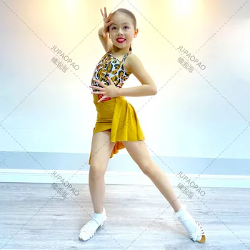 Высококачественная одежда для латиноамериканских танцев, Летняя детская тренировочная одежда с разрезом, Костюм для тренировок, женская одежда для выступлений