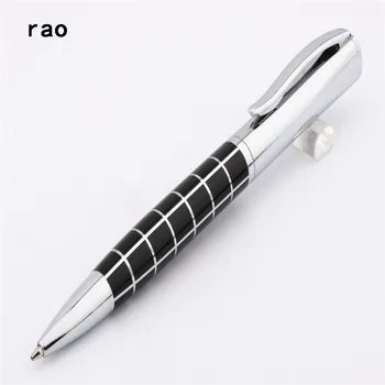 Высококачественная Тяжелая 819 серебряных квадратов Черная шариковая ручка для делового офиса со средним наконечником Новая