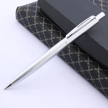 Высококачественная шариковая ручка из серебра 037, канцелярские принадлежности из нержавеющей стали, студенческая чернильная ручка, офисные школьные принадлежности