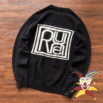 Вязаный жаккардовый свитер с квадратным логотипом Rhude Для мужчин и женщин, повседневные черные толстовки с круглым вырезом