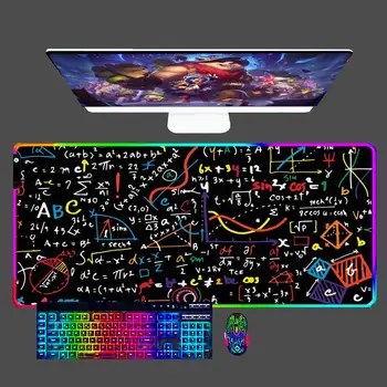 Геометрическая математическая формула, светодиодный аниме-коврик для мыши, игровой Мини-ПК, компьютер, RGB-коврик для мыши, Клавиатура для ноутбука, Игровые аксессуары, Офисный коврик для мыши