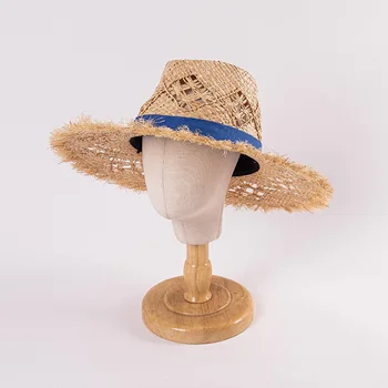 Детская Летняя новая Джазовая шляпа ручной работы из грубой рафии для путешествий на открытом воздухе с солнцезащитным козырьком, модные соломенные шляпы