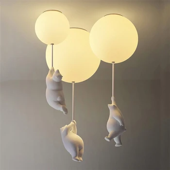Детская люстра Nordic Little Bear Дизайнерская люстра для детской комнаты, спальни, Потолочный подвесной светильник, Домашний декор, светильник для внутреннего освещения, светодиодный