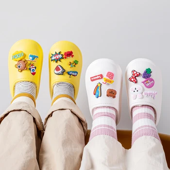 Детские Зимние Мягкие плюшевые тапочки для дома, обувь на плоской подошве для девочек и мальчиков, Теплые Комнатные Милые домашние меховые тапочки для малышей в помещении