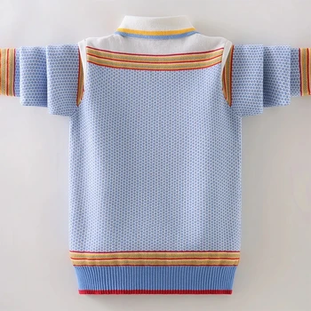 Детский свитер 2023, Новый пуловер, Вязаный воротник-поло, Теплый свитер для мальчиков