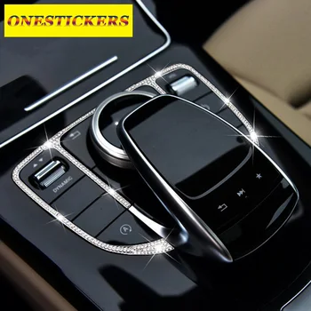 Для Mercedes Benz C E GLC Class W205 W213 X253 Автомобильная Центральная консоль, Мультимедийные кнопки мыши, рамка с отделкой в виде ромба, наклейка на крышку