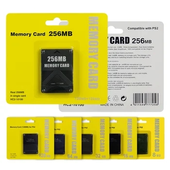 Для PS2 Карта памяти 8 МБ/64 МБ/128 МБ/256 МБ Карты расширения памяти Подходят для Sony Playstation 1 PS2 Черная Карта памяти Оптом