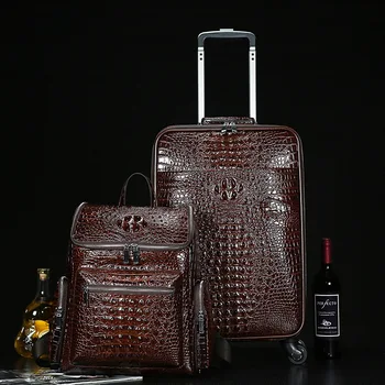 Дорожный багаж с рисунком из натуральной кожи, сумка-рюкзак, мужская тележка из воловьей кожи первого слоя, костюм для посадки