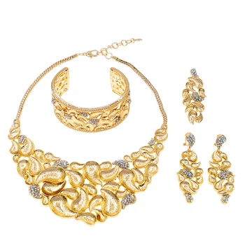 Женский ювелирный набор, позолоченное ожерелье, кулон, браслет, серьги, Аксессуары для Свадебного банкета, хорошее качество, Нигерия, Бесплатная доставка