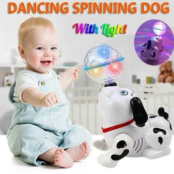 Забавная Танцующая Игрушечная собака, электронные игрушки, Ходячие Вращающиеся собаки-роботы, Умная музыкальная игрушка со светом и звуком, подарки для детей, Детские подарки