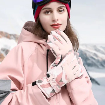 Зимние новые лыжные перчатки с сенсорным экраном Плюс хлопковые женские лыжные перчатки для катания на сноуборде на открытом воздухе, Ветрозащитные водонепроницаемые лыжные варежки