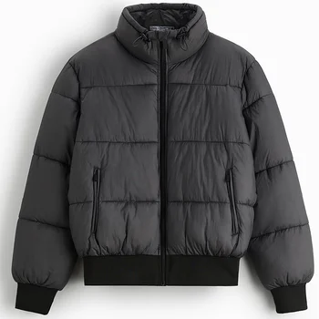 Зимняя мужская хлопчатобумажная куртка со стоячим воротником контрастных цветов, плотное пальто для хлеба, Ветрозащитное теплое пальто Для мужчин