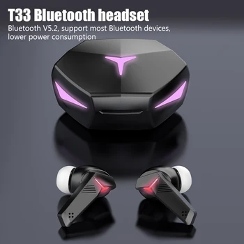 Игровая беспроводная Bluetooth-гарнитура T33 TWS, наушники с низкой задержкой звука и цифровым дисплеем, наушники Fone Bluetooth