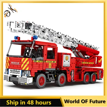 Имитация Городского Пожарного Спасательного Инженерного транспортного средства, Подвижный строительный блок, набор моделей пожарной машины, Детская Собранная игрушка в подарок